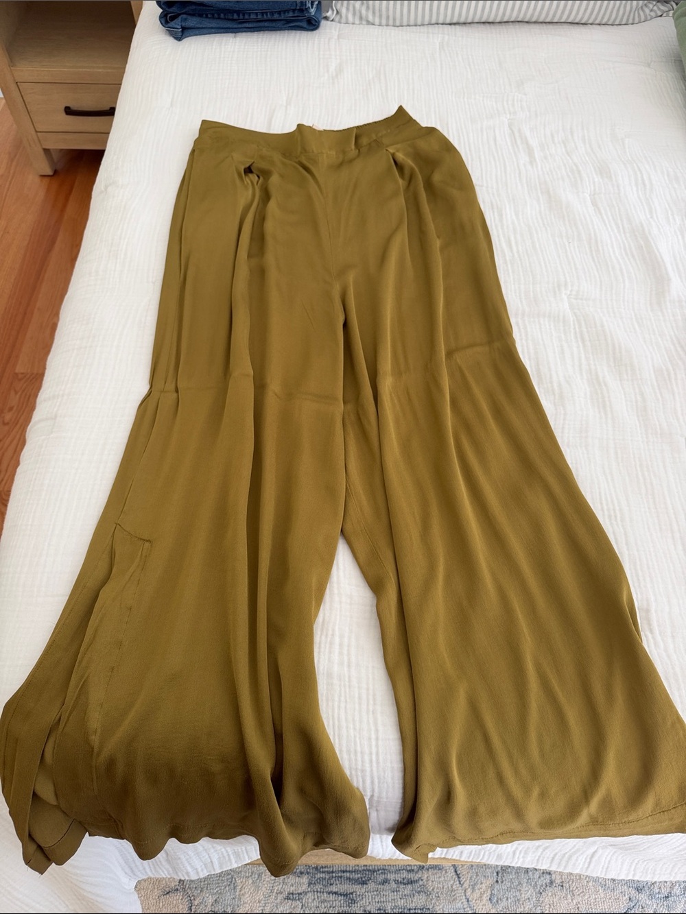 H&M Wide-Leg Olive Green Palazzos - Women Pants